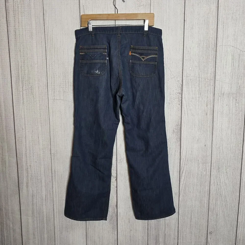 Vintage Levi’s For Men Orange Tab Jeans 34x29 Dark Wash Straight Leg Distressed